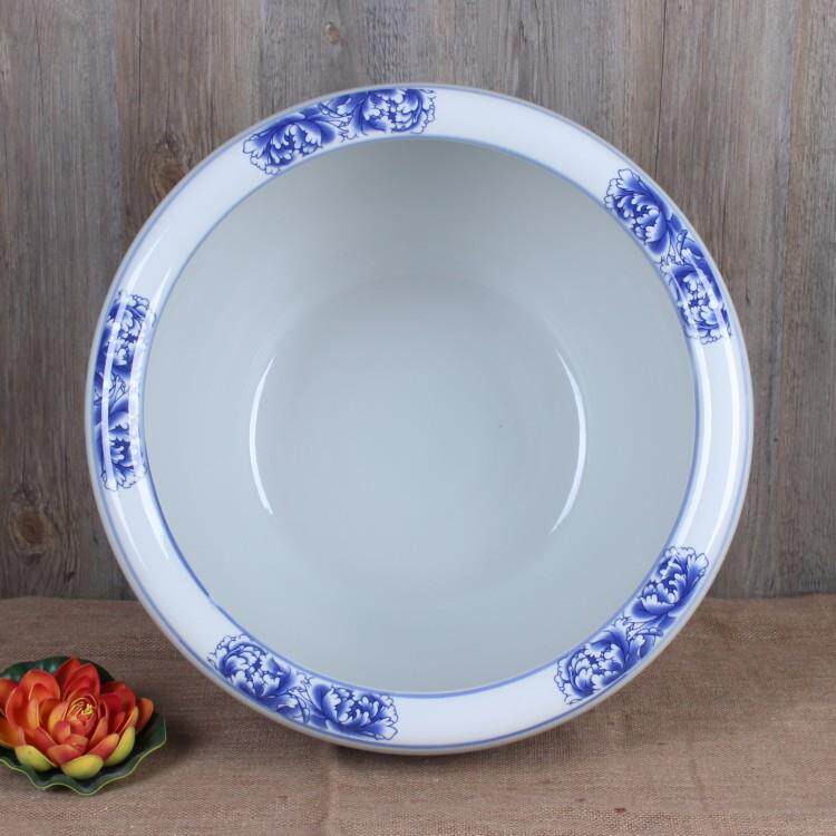景德镇陶瓷鱼缸 青瓷牡丹花平口陶瓷缸 卷轴书画缸工艺品装饰