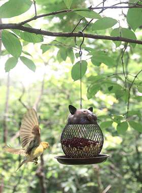 Tooarts创意家居摆件现代金属装饰工艺品礼品 复古小猫喂鸟器