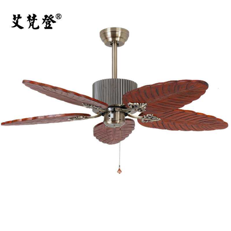 无灯雕刻实木叶电风扇灯美式客厅仿古静音不带灯吊扇灯东南亚餐厅