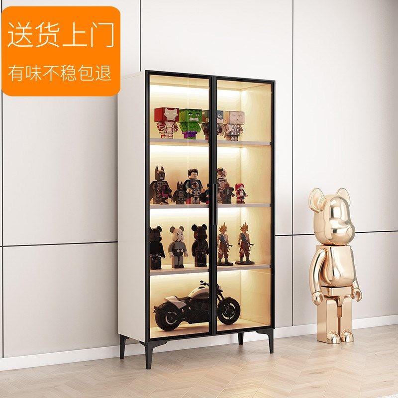 手办展示柜轻奢玻璃门模型玩具收纳柜子雕塑陈列书柜储物柜子