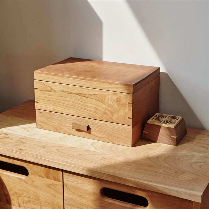 实木首饰收纳盒高档精致国风多层大容量化妆品双抽屉式简约樱桃木