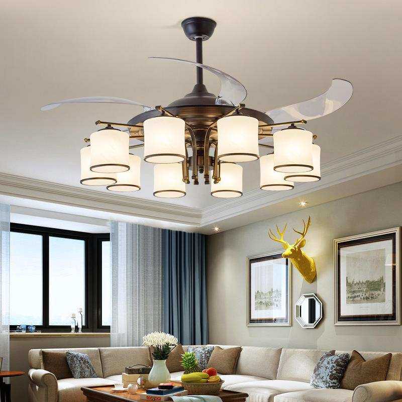 美式吊灯时尚客厅灯隐形风扇灯餐厅灯具现代简约吊扇灯欧式卧室灯