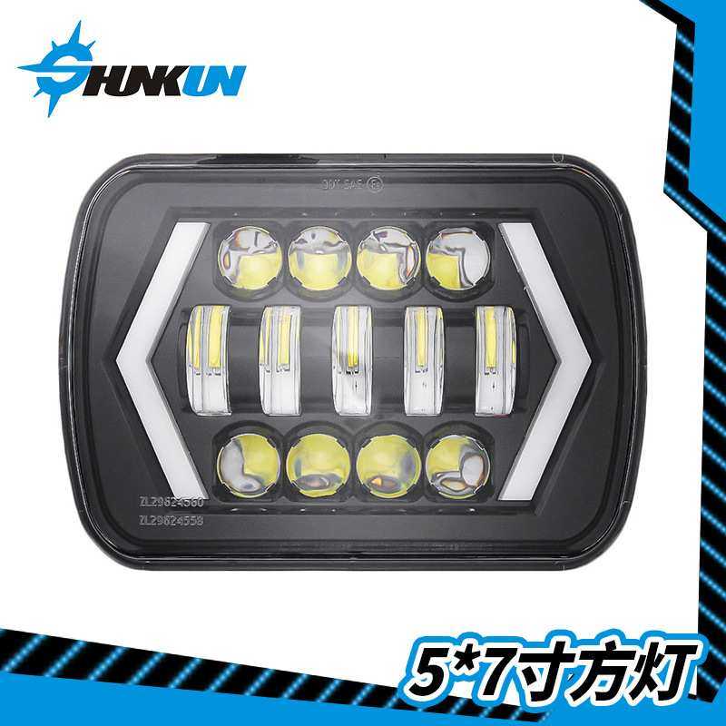 厂家直销 5x7带转向LED方灯 适用于 吉普卡车货车改装大灯led大灯