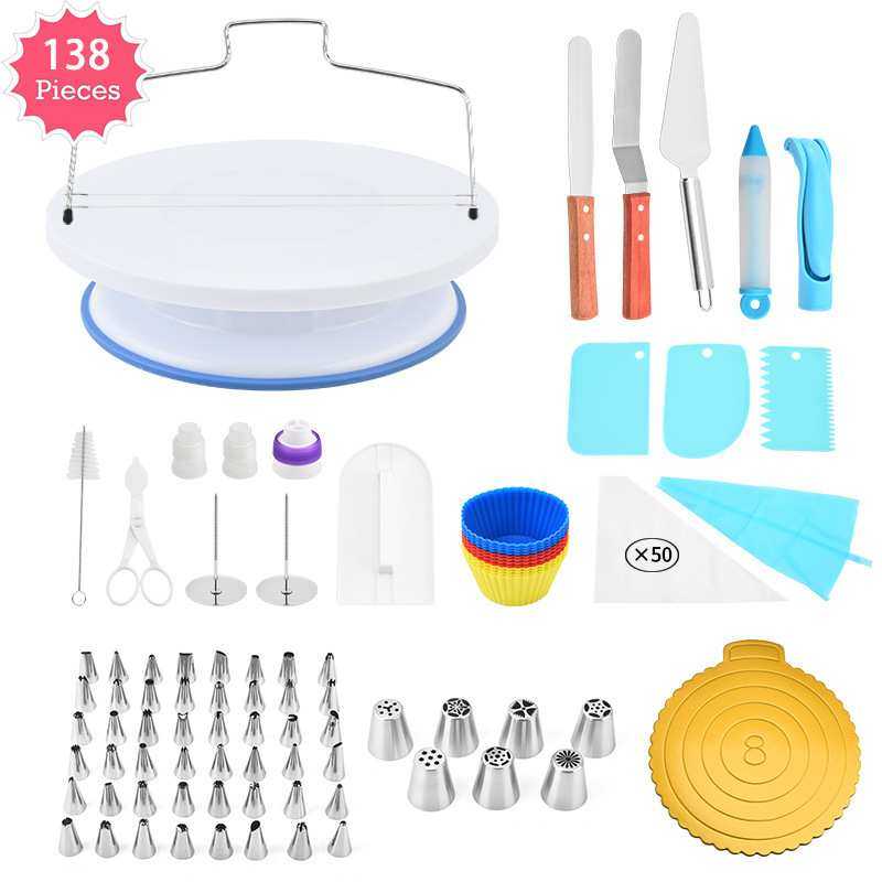 138件套蛋糕裱花转台套装一次性裱花袋裱花嘴奶油抹刀刮板马芬杯,模玩/动漫/周边/娃圈三坑/桌游,模型制作工具/辅料耗材,淘宝优惠券,粉丝福利购,淘宝优惠卷