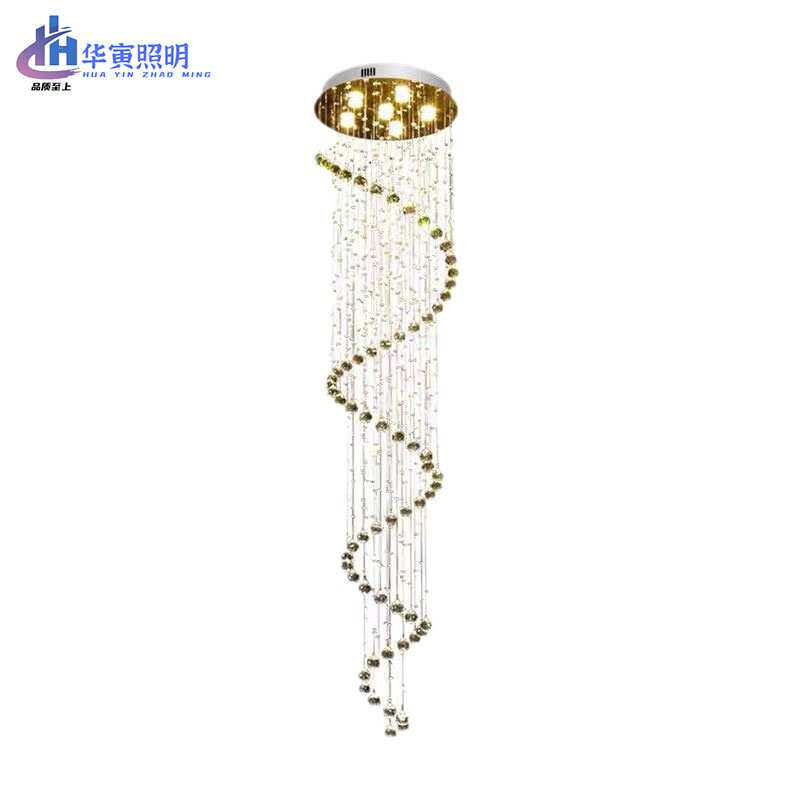 欧式楼梯长吊灯别墅灯水晶吊线灯复式楼客厅螺旋灯玻璃浪漫装饰灯