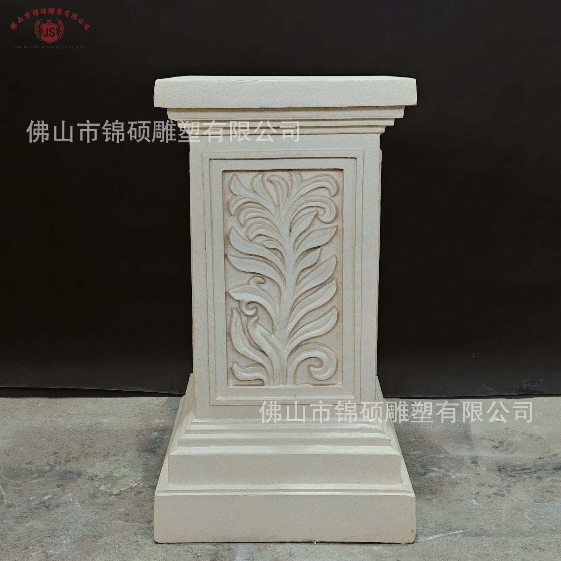 厂家欧式景观造型柱 方形雕花罗马柱仿砂岩植物花纹柱 树脂花盆柱