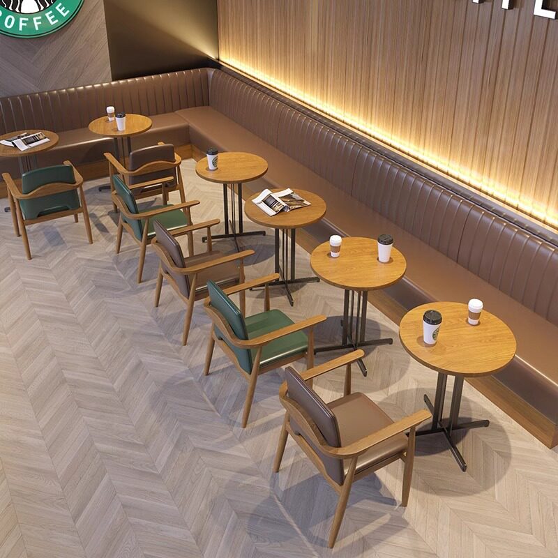 咖啡厅奶茶店扶手桌椅组合音乐餐厅西餐厅料理店餐厅靠墙卡座沙发