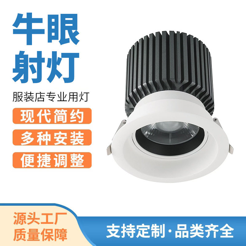 高端大功率牛眼射灯服装店酒店工程30W40w50W嵌入式店铺牛眼led灯