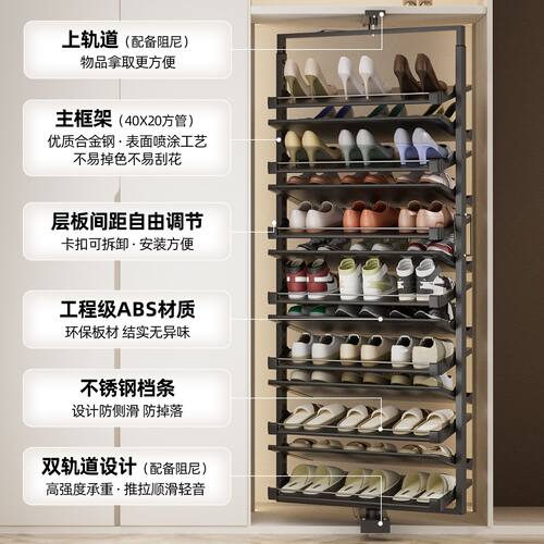 旋转鞋架360度多层家用不锈钢超薄收纳可旋转鞋柜五金配件