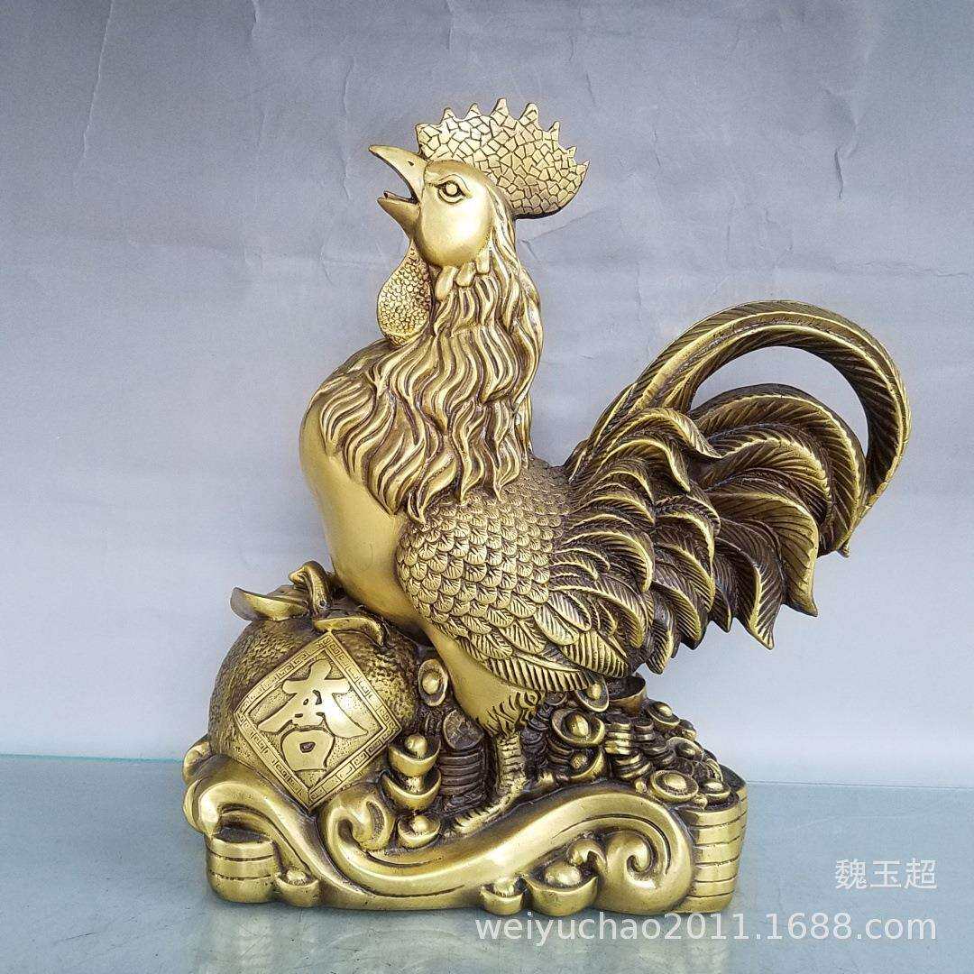 纯铜鸡摆件大号 金鸡铜公鸡如意大吉大利鸡工艺品鸡摆设铜