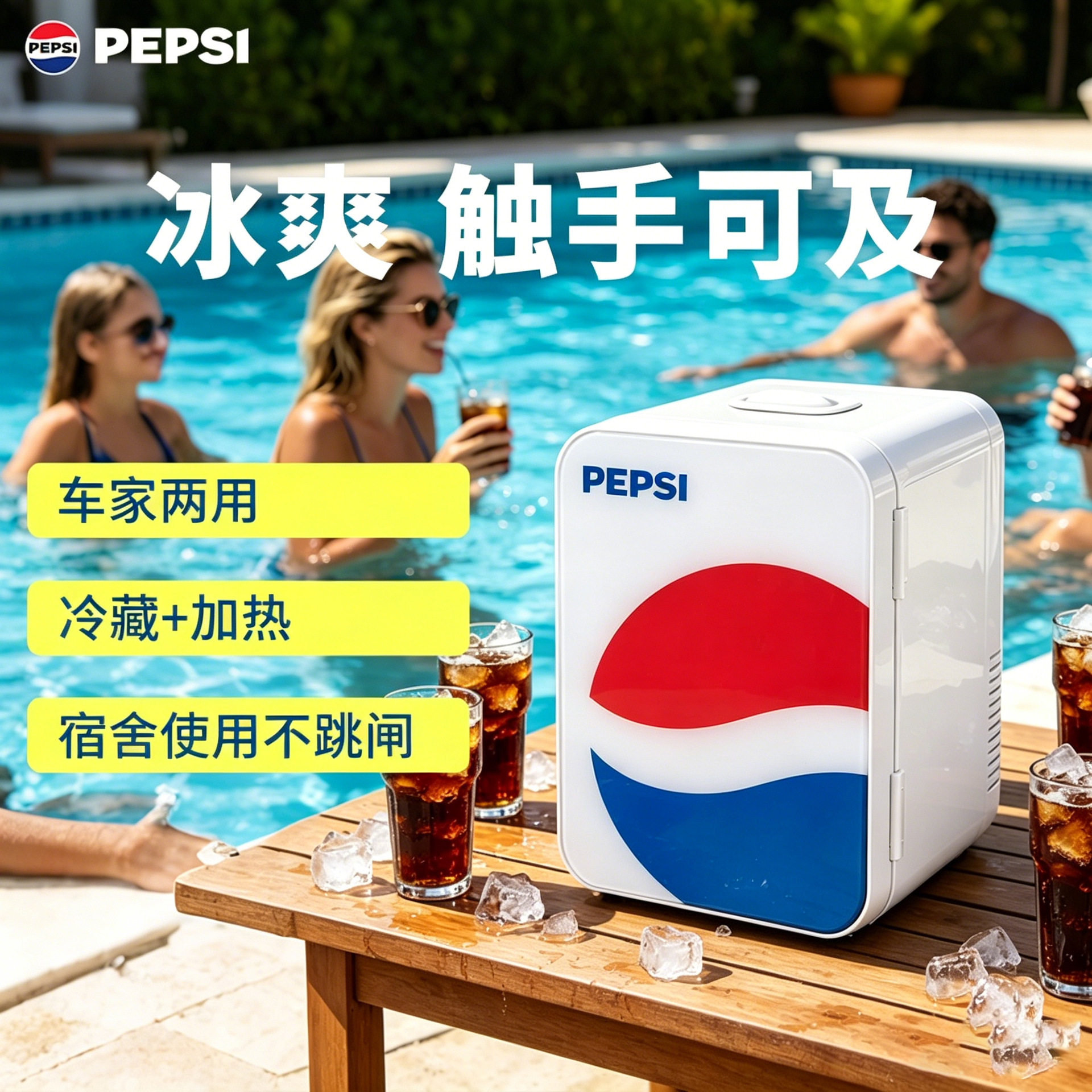 百事可乐车载小冰箱宿舍小型冰柜一人桌面迷你家用冰箱小型办公室