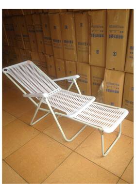 躺椅加固午睡椅休闲折叠椅蓝色塑料沙滩椅豪户外休闲椅凉椅靠sω