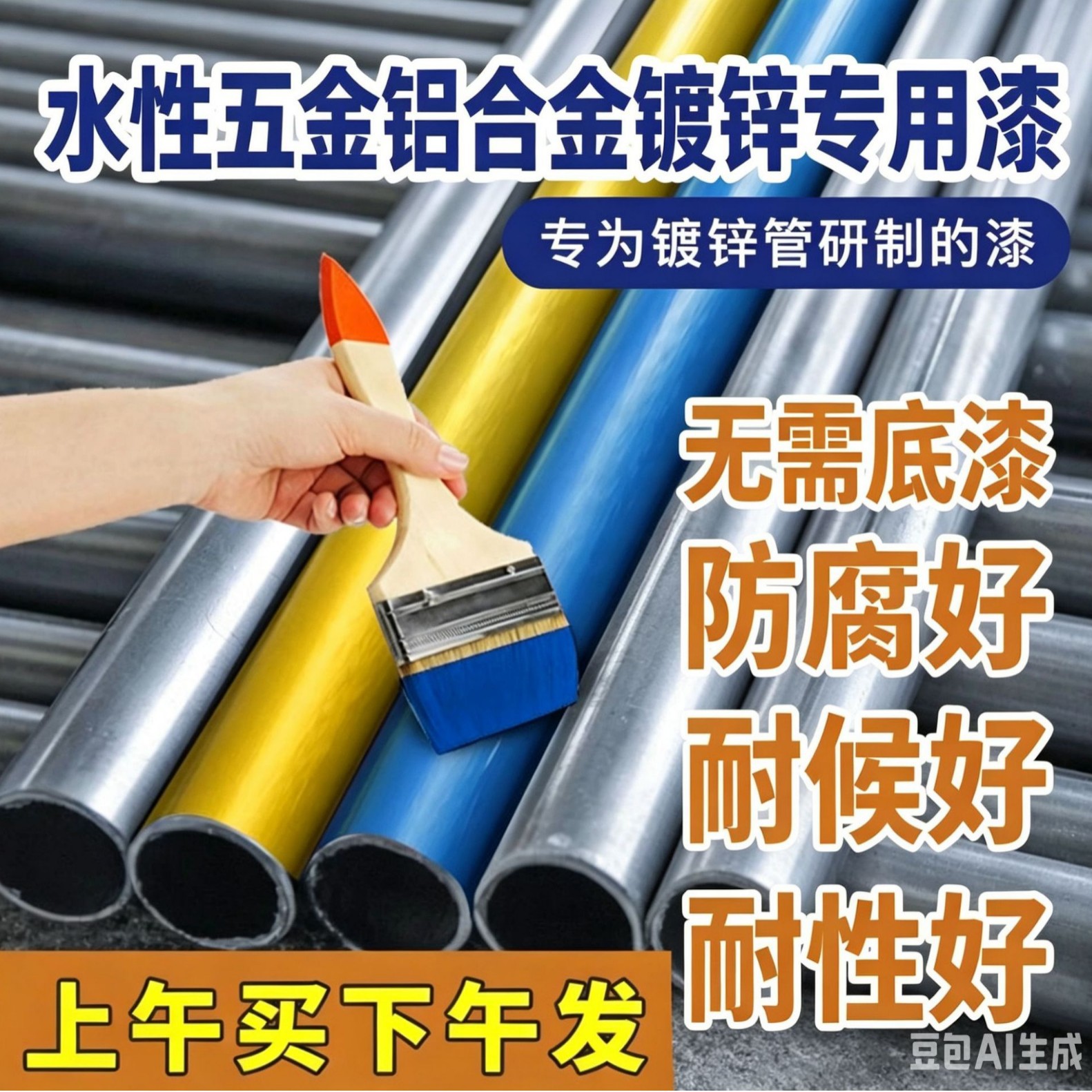 镀锌管专用漆水性油漆镀锌板铁门翻新改色防锈漆金属防腐非自喷漆