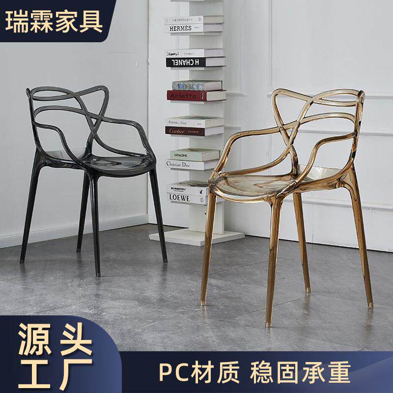 北欧透明餐椅塑料家用凳水晶靠背ins风网红椅子猫耳椅亚克力椅子