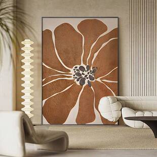 咖色中古风大芬村油画花卉大幅落地轻奢沙发挂画高级感客厅装饰画