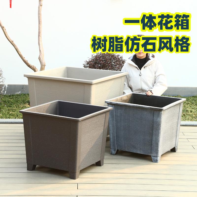 特大号正方形花箱树脂仿石加厚花箱仿水泥户外商场专用种植箱正方