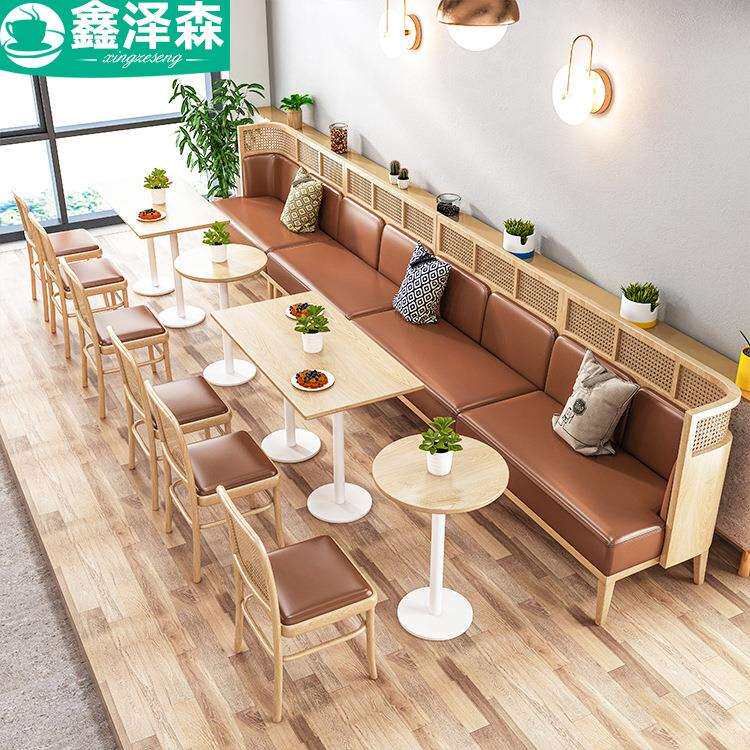 设计师民宿酒店公寓东南亚实木编藤椅主题西餐厅卡座沙发餐饮家具