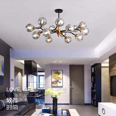 北欧轻奢客厅吊灯现代简约LED大厅灯创意个性餐厅卧室魔豆分子灯
