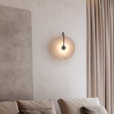现代卧室床头壁灯客厅背景装饰氛围墙灯楼梯灯过道圆形云石小壁灯