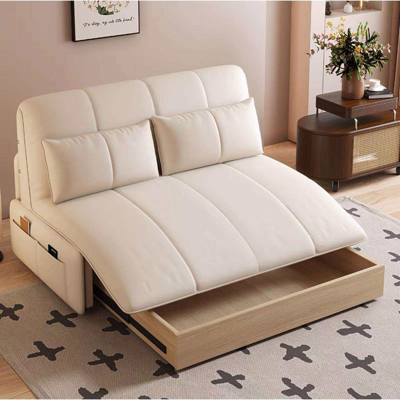 智能电动遥控沙发床两用多功能客厅伸缩小户型双人书房单人可折叠