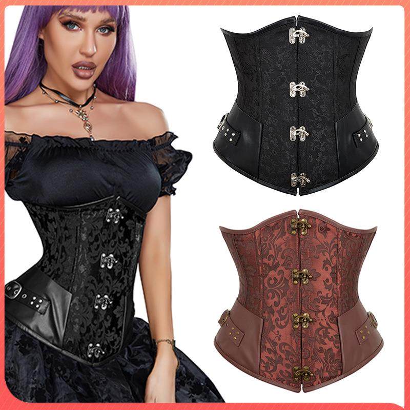 跨境收腹腰夹复古绑带收腰紧身钢骨皮革装饰金属扣朋克风哥特束腰,模玩/动漫/周边/娃圈三坑/桌游,模型制作工具/辅料耗材,淘宝优惠券,粉丝福利购,淘宝优惠卷