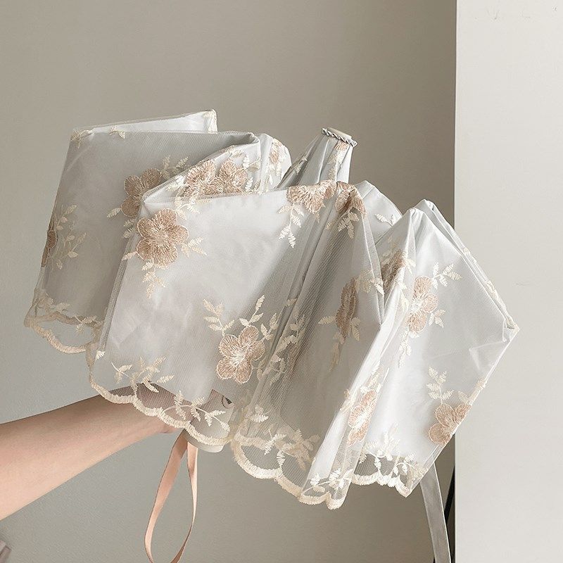 法式刺绣蕾丝仙女太阳伞双层防晒防紫外线晴雨两用雨伞高颜值遮阳