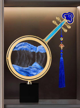 客厅装饰摆件轻奢水晶桌面装饰品高档大气琵琶流沙画办公室摆设