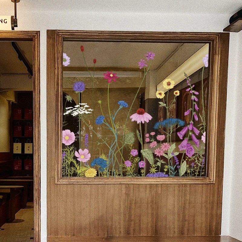 创意装饰窗花贴店铺橱窗植物花卉玻璃门贴纸阳台卫生间遮挡磨砂贴,家居饰品,软装墙贴,淘宝优惠券,粉丝福利购,淘宝优惠卷
