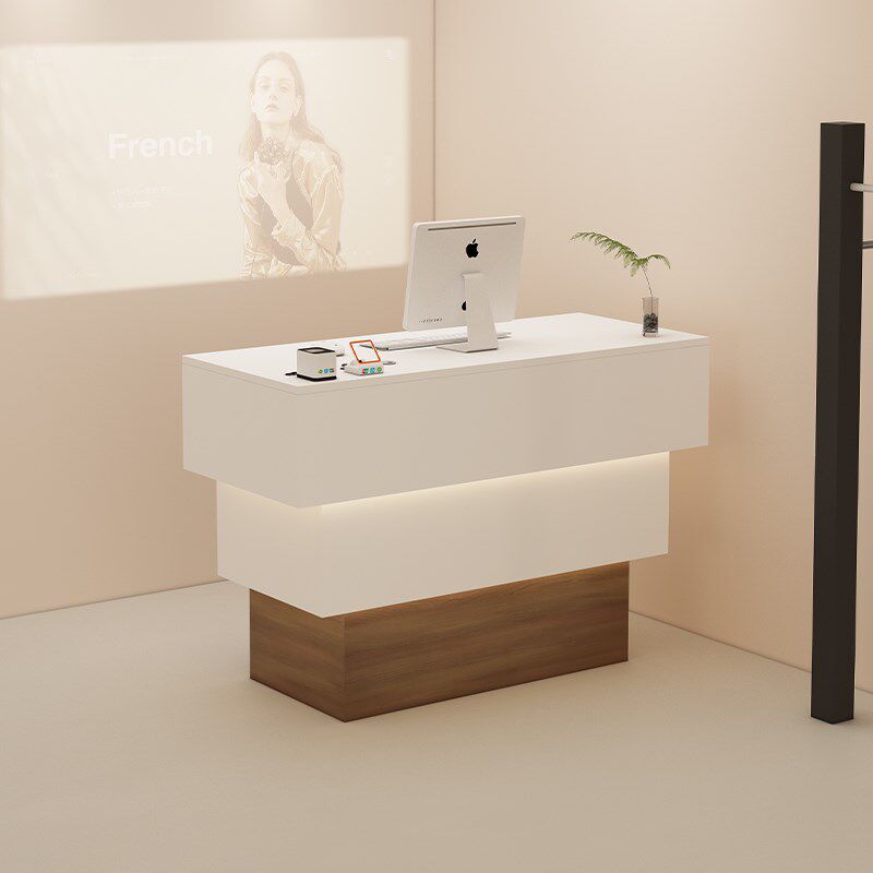 奶油风女装店铺收银台服装店吧台黑色柜台酒店前台接待台简约现代