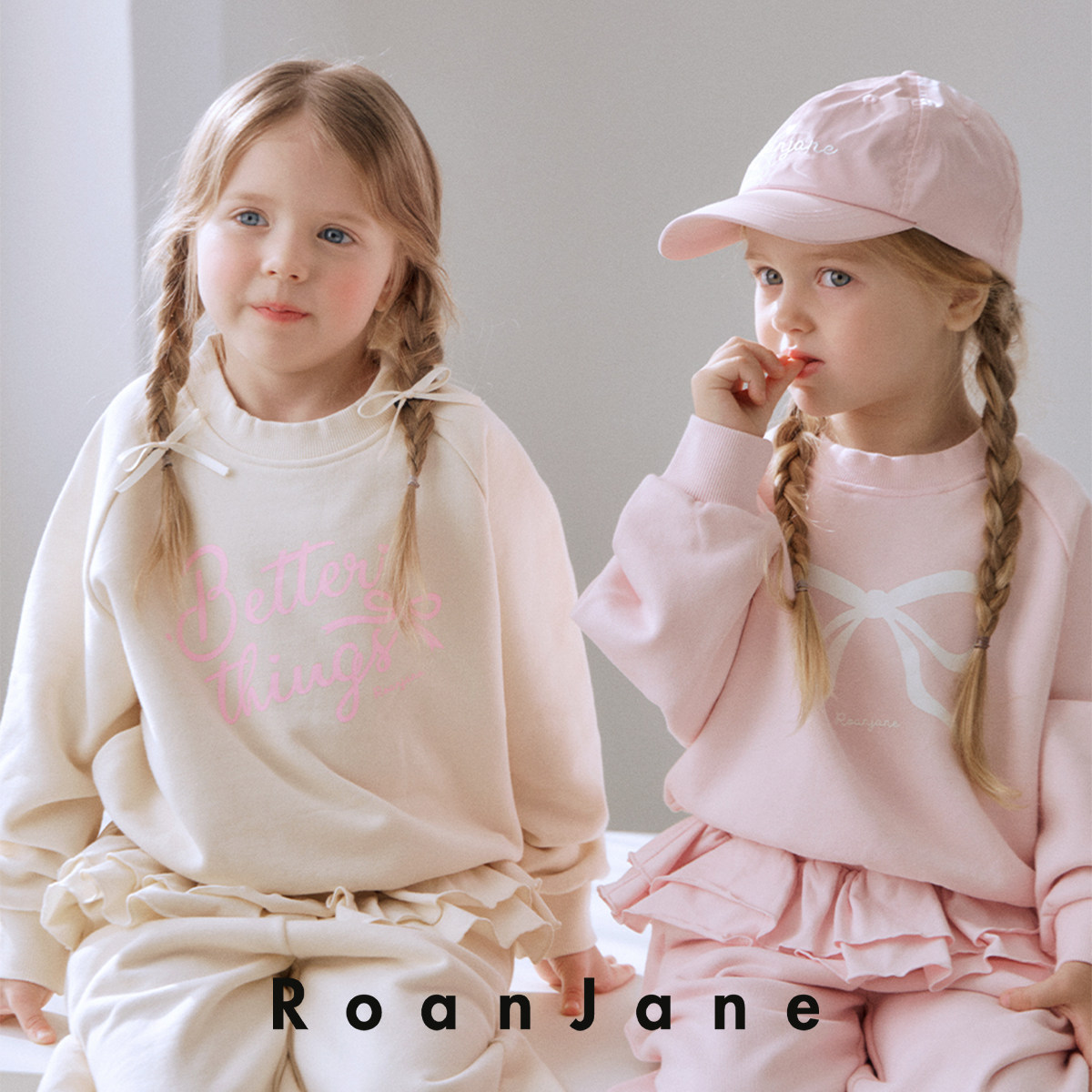 RoanJane韩国女童学院风蝴蝶结印花圆领卫衣甜美米色宽松套头卫衣,童装/婴儿装/亲子装,卫衣/绒衫,淘宝优惠券,粉丝福利购,淘宝优惠卷