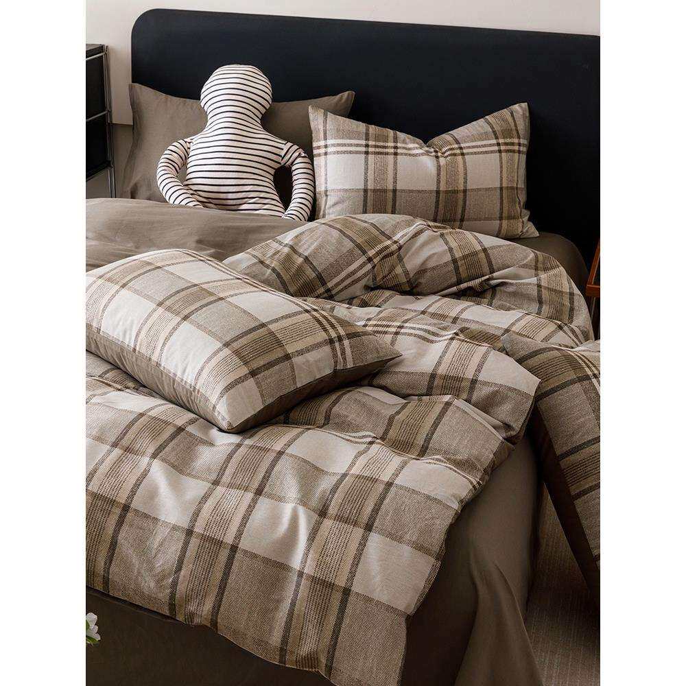 简约北欧全棉床上四件套纯棉新款宿舍床品男生被套床单三件套床笠