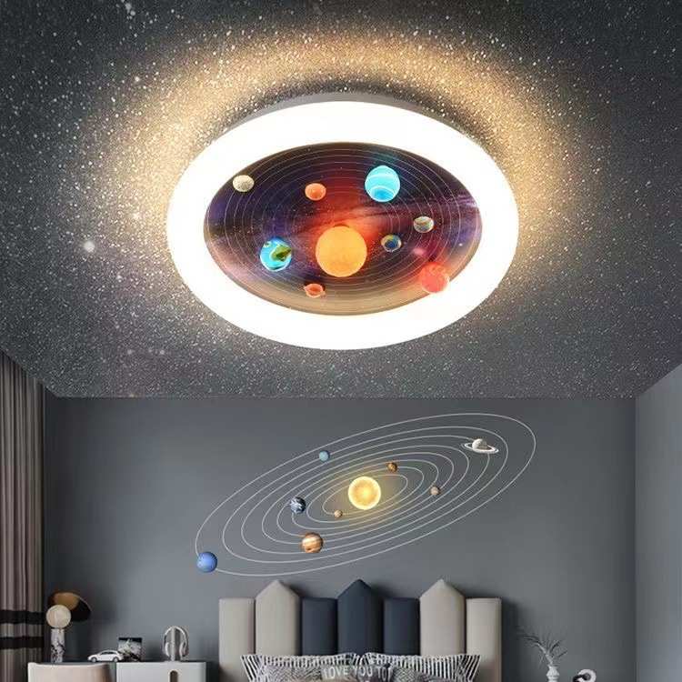 儿童房吸顶灯八大行星太阳系星球灯男孩房间现代简约LED卧室灯具