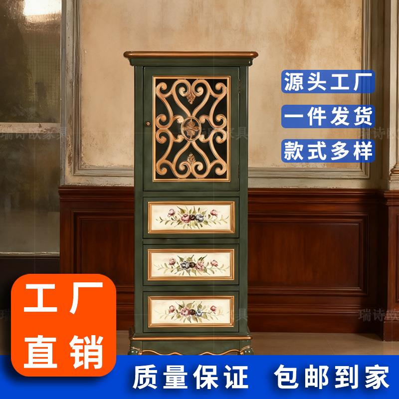 工厂直销门厅镂空彩绘储物酒柜雕花复古客厅收纳实木高档展示酒柜