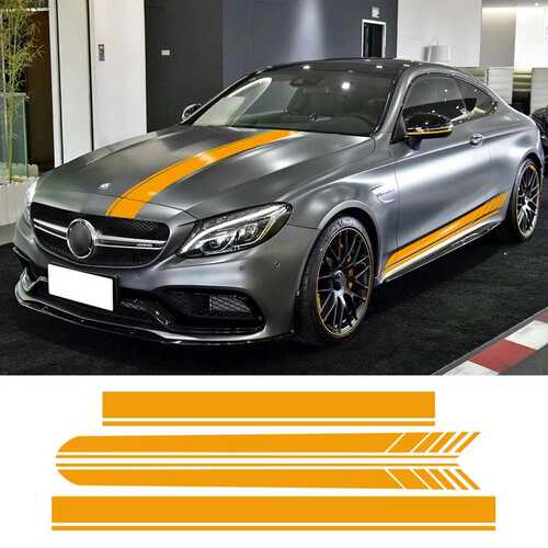 奔驰C63汽车贴纸Coupe W205 AMG C级车身侧裙贴花 机盖改装饰贴膜