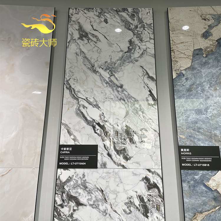 佛山瓷砖白色卡普利亚客厅地砖750x1500黑白花厨卫电视背景墙砖