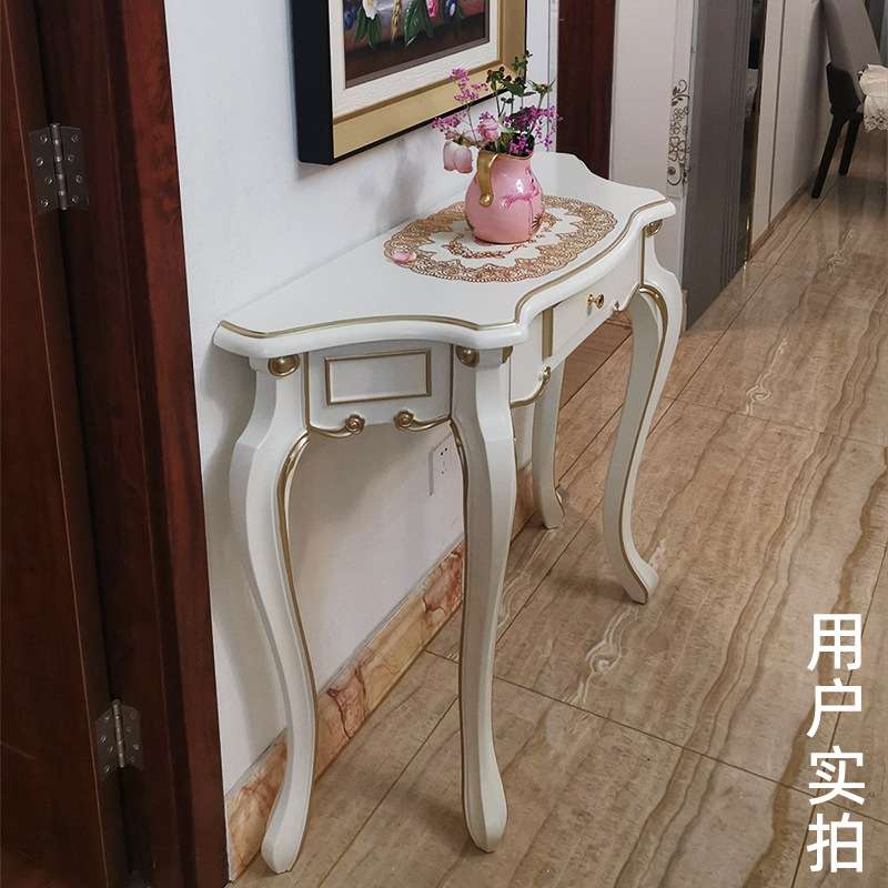 现代简约玄关柜欧式入户桌子靠墙半圆简欧神台供桌家用走廊置物架