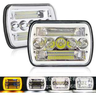 5x7/7x6LED远光灯近光灯带光环天使眼转向信号灯H6054 LED大灯
