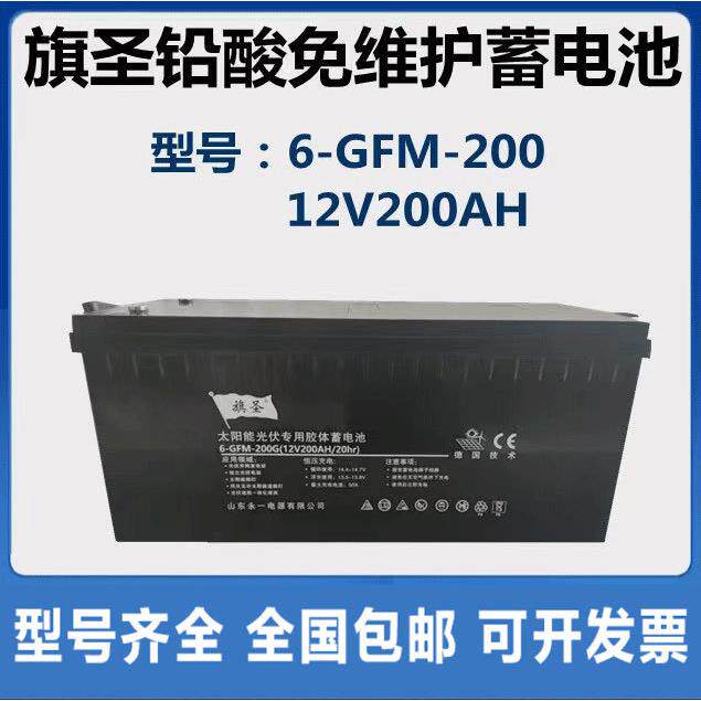 旗圣蓄电池6-GFM-200 12V200AH太阳能光伏发电路灯储能胶体电池