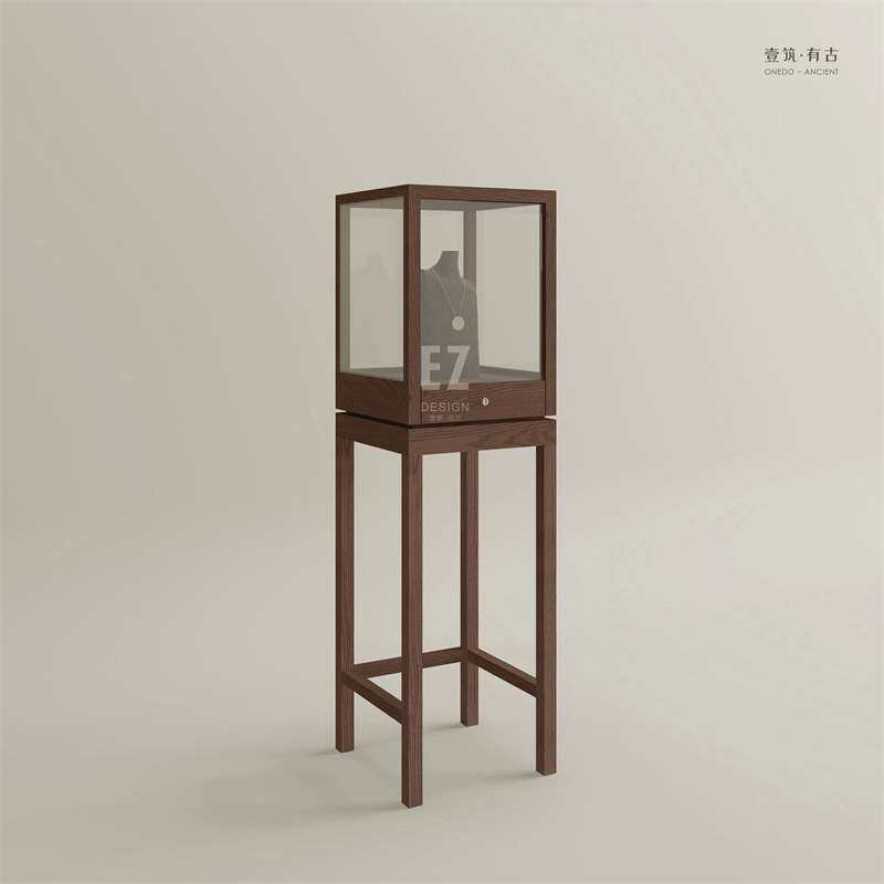 实木落地储物柜边柜侧柜中式立柜珠宝首饰博物馆展示柜窄柜