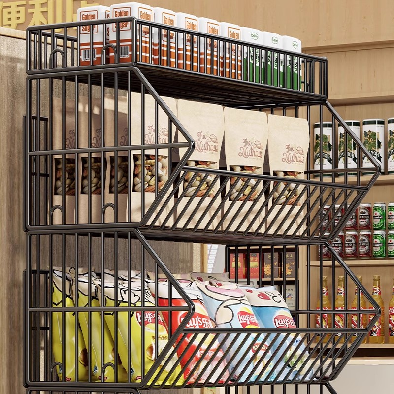 便利店收银台多层置物架展示架网红小食品饮料超市移动货架零食架