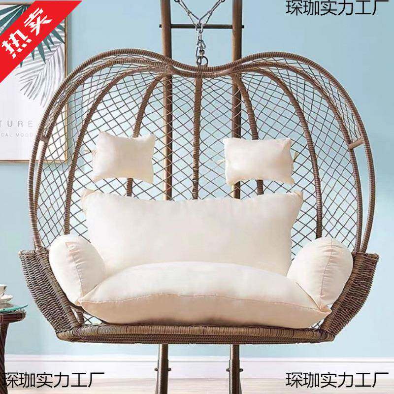 沙发式新款靠垫吊蓝鸟巢坐垫双人摇篮藤椅吊床千秋吊椅加厚可包邮