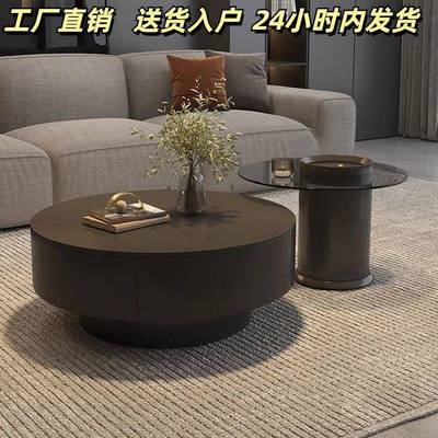 Yla工厂直销意式轻奢岩板茶几极简储物客厅小户型茶室高级感家用