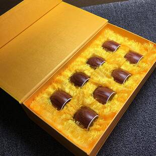 缅花阴沉木木质茶杯 内胆陶瓷功夫茶具餐厅血檀整料挖空酒杯