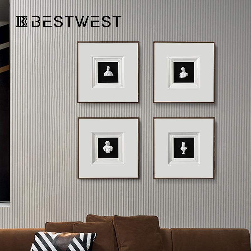 Best west 高档立体人物雕塑装饰画 ins家居客厅玄关过道墙面挂画