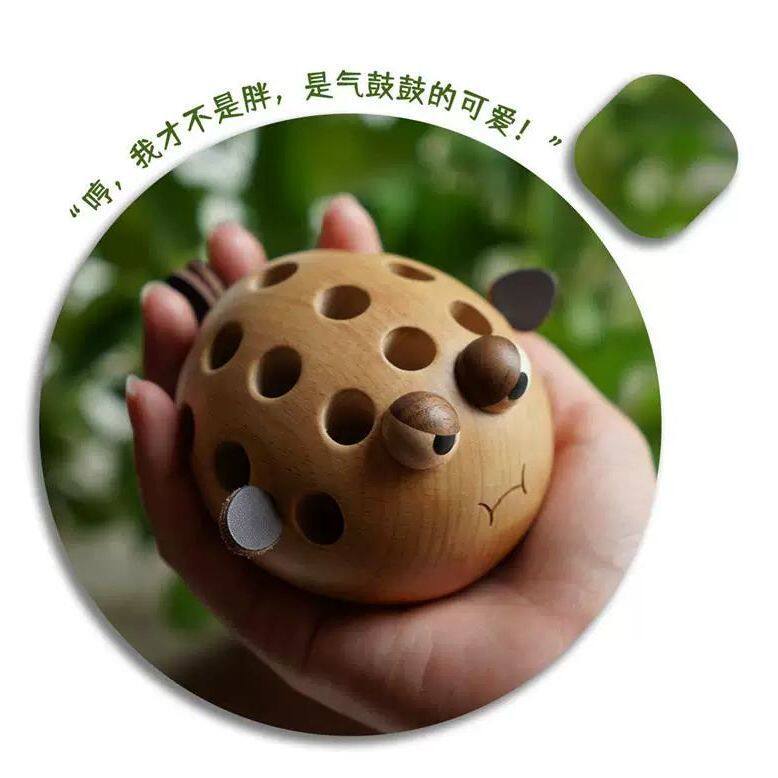 实木榉木可爱木质萌趣笔筒桌面收纳神器办公学习好帮手笔插摆件