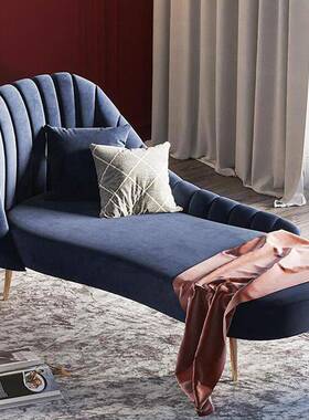 轻奢ins网红布艺贵妃椅北欧主卧蓝色懒人沙发休闲躺椅简约美人榻