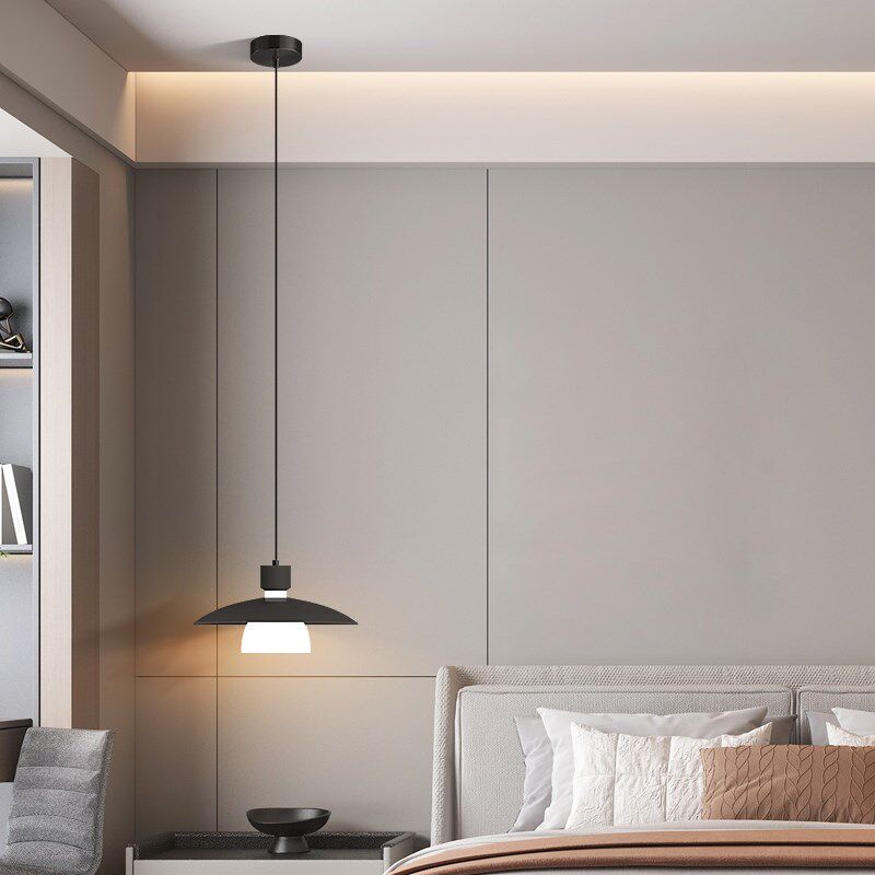 床头吊灯高级感轻奢卧室吊线灯艺术吊顶氛围灯床边飞碟餐厅屏风灯