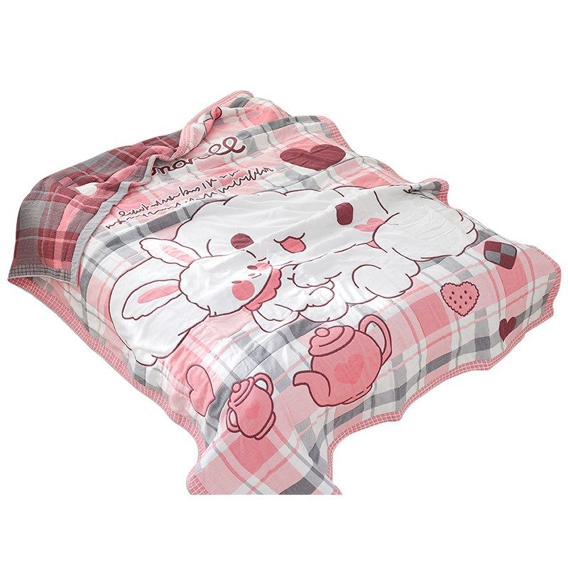 卡通纯棉纱布盖毯新款四季全棉单人家用毯子办公室午睡毯毛巾被子,床上用品,休闲毯/毛毯/绒毯,淘宝优惠券,粉丝福利购,淘宝优惠卷