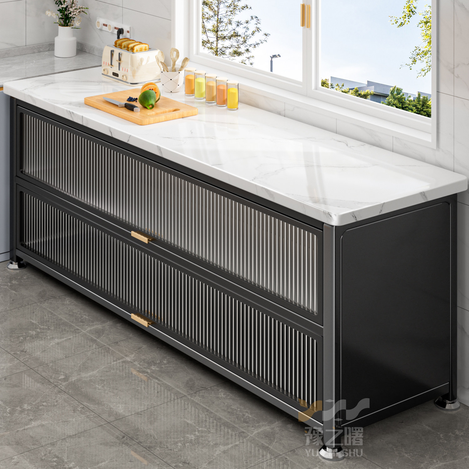 厨房置物架落地多层岩板收纳柜家用多功能橱柜微波炉餐边储物碗柜,厨房/烹饪用具,厨房置物架/置物柜/角架,淘宝优惠券,粉丝福利购,淘宝优惠卷