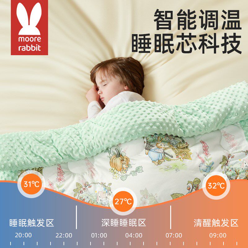 莫尔兔婴儿被子新出生儿宝宝豆豆被a类纯棉春秋盖被儿童毯冬季